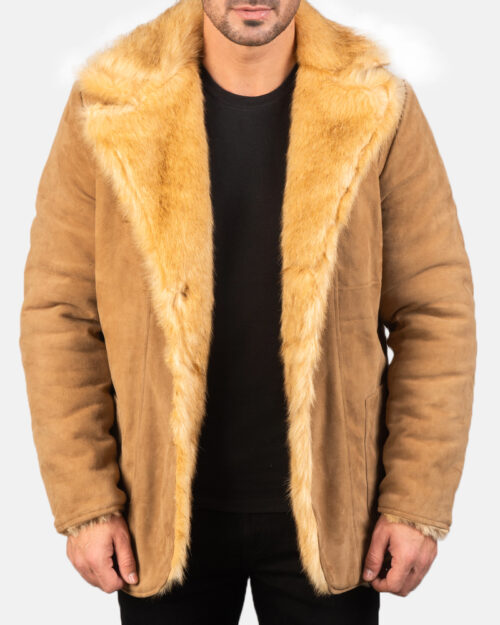 Brenton Beige Suede Leather Coat